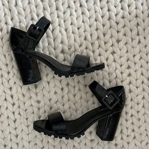 Patent leather block heel